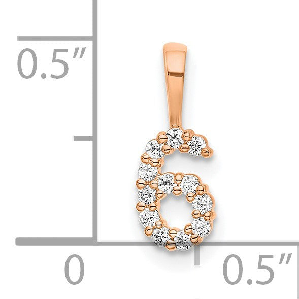 14k Rose Gold Diamond Number 6 Pendant