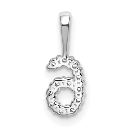 14k White Gold Diamond Number 6 Pendant