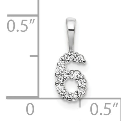 14k White Gold Diamond Number 6 Pendant