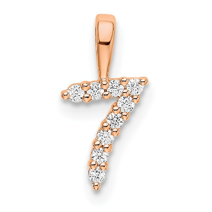 14k Rose Gold Diamond Number 7 Pendant