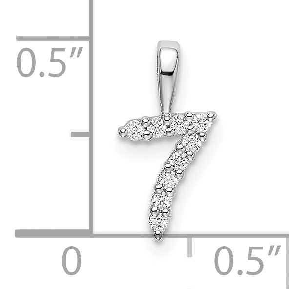 14k White Gold Diamond Number 7 Pendant