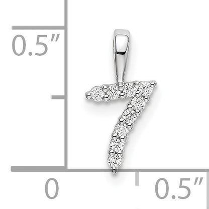 14k White Gold Diamond Number 7 Pendant