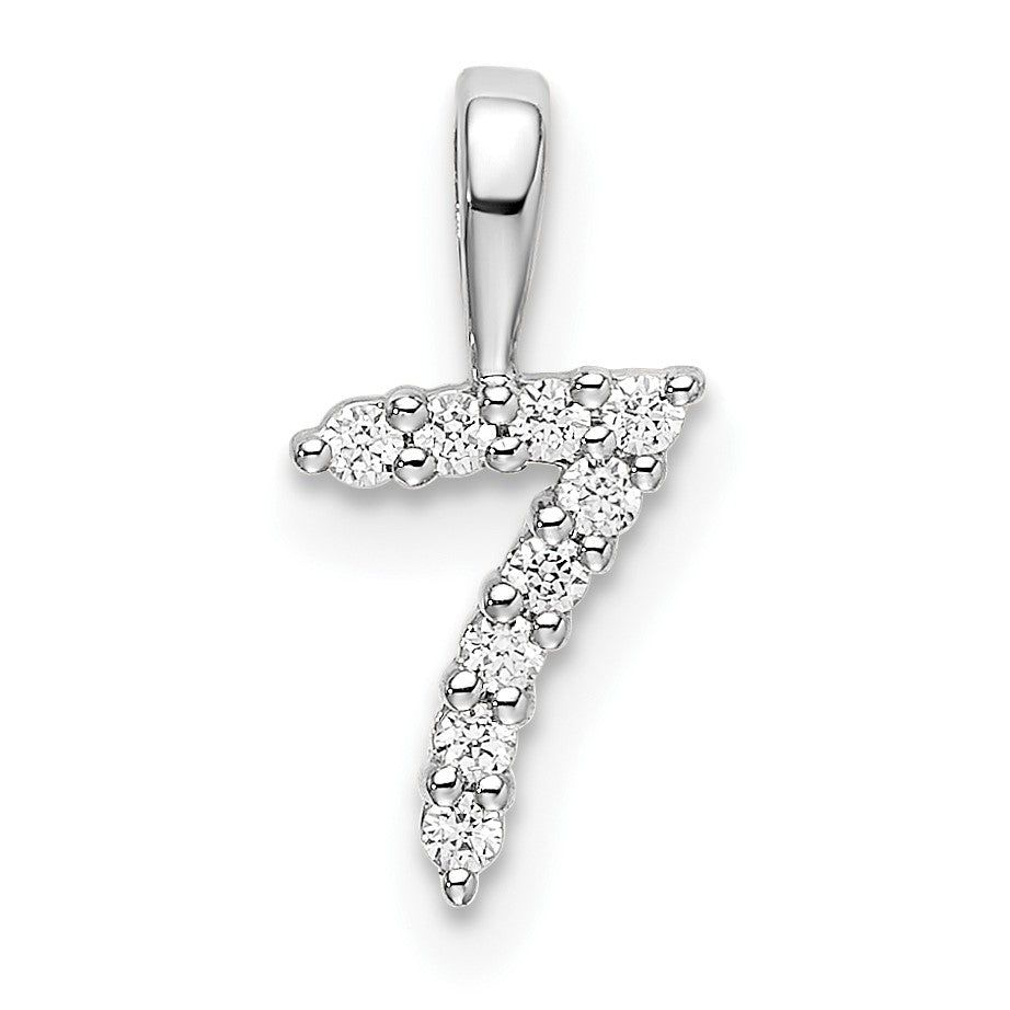 14k White Gold Diamond Number 7 Pendant