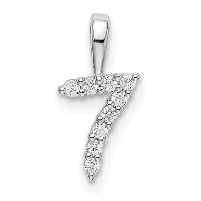 14k White Gold Diamond Number 7 Pendant