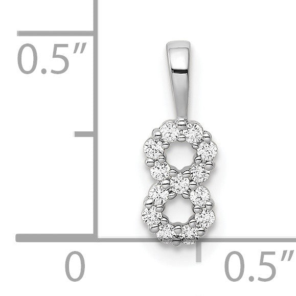14k White Gold Diamond Number 8 Pendant