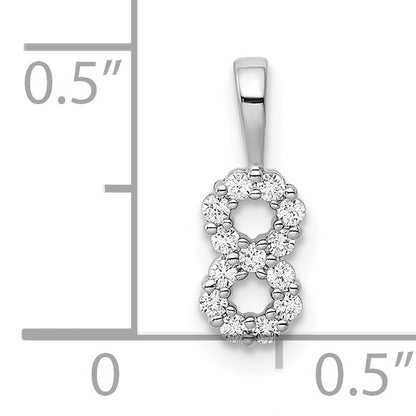 14k White Gold Diamond Number 8 Pendant