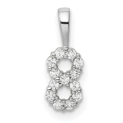 14k White Gold Diamond Number 8 Pendant