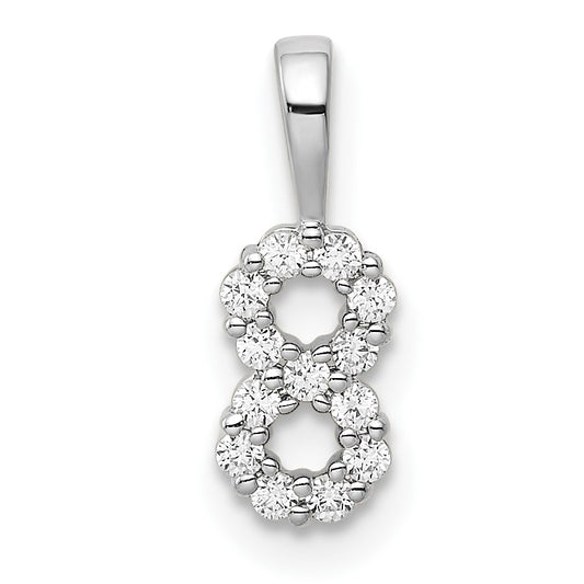 14k White Gold Diamond Number 8 Pendant