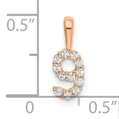14k Rose Gold Diamond Number 9 Pendant