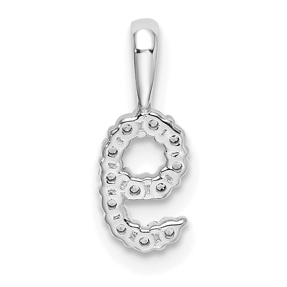 14k White Gold Diamond Number 9 Pendant