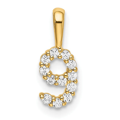 14K Diamond Number 9 Pendant