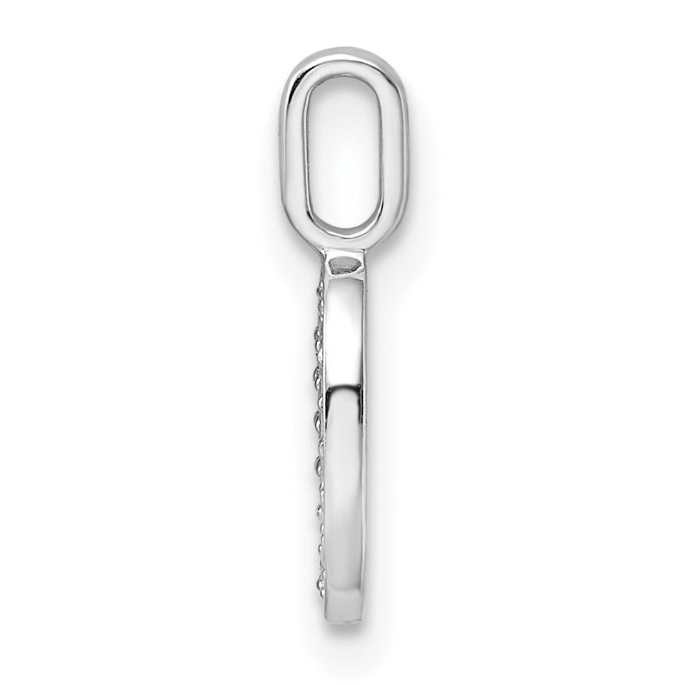 14k White Gold Diamond Number 0 Pendant