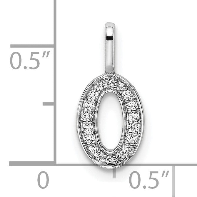 14k White Gold Diamond Number 0 Pendant