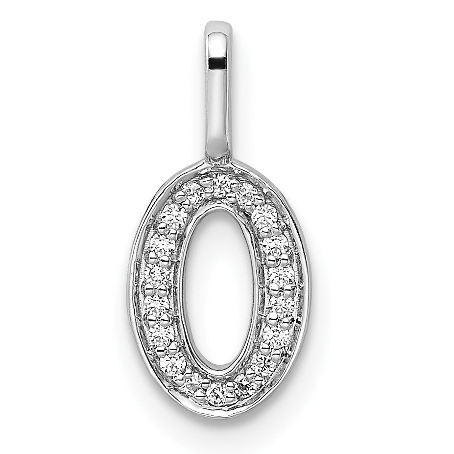 14k White Gold Diamond Number 0 Pendant