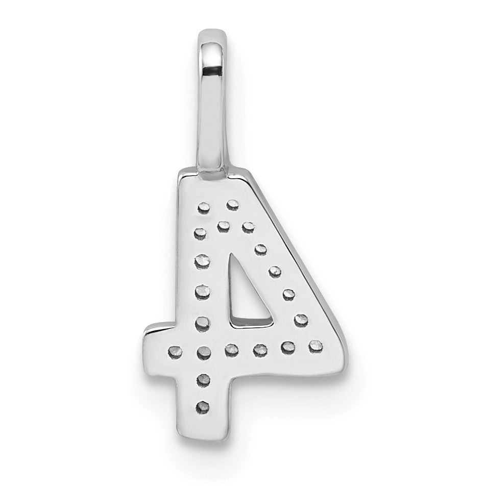 14k White Gold Diamond Number 4 Pendant
