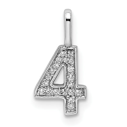 14k White Gold Diamond Number 4 Pendant