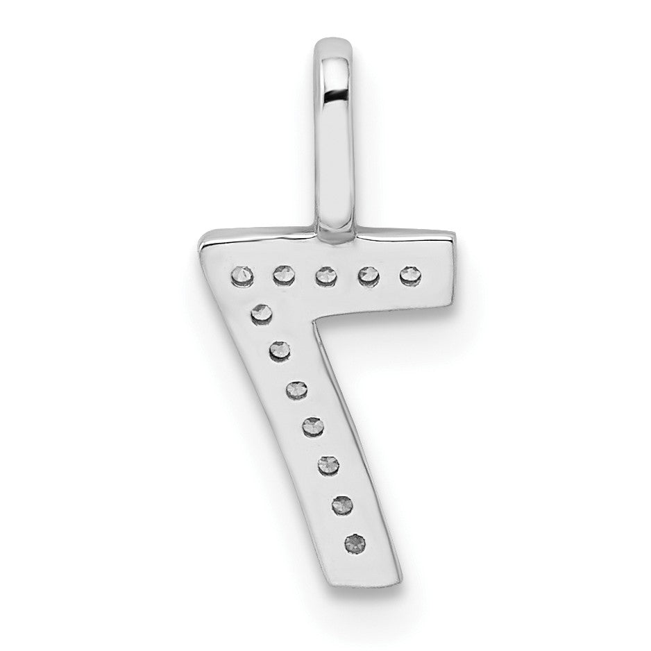 14k White Gold Diamond Number 7 Pendant