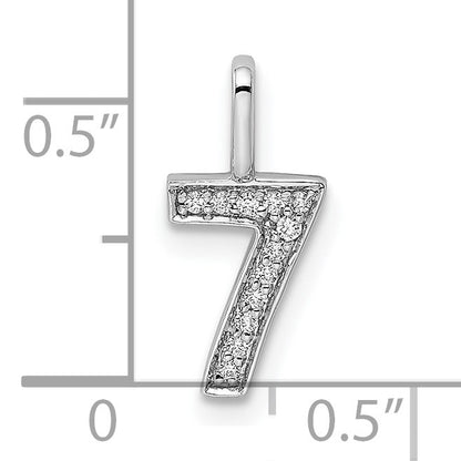 14k White Gold Diamond Number 7 Pendant
