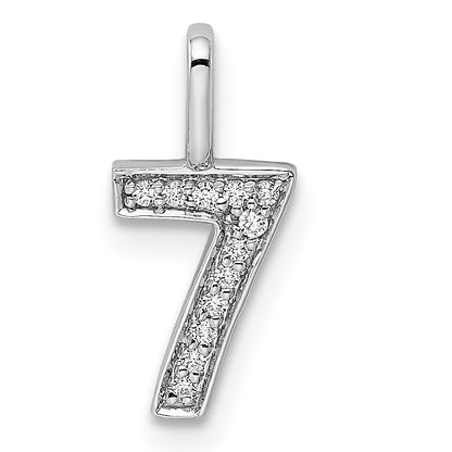 14k White Gold Diamond Number 7 Pendant