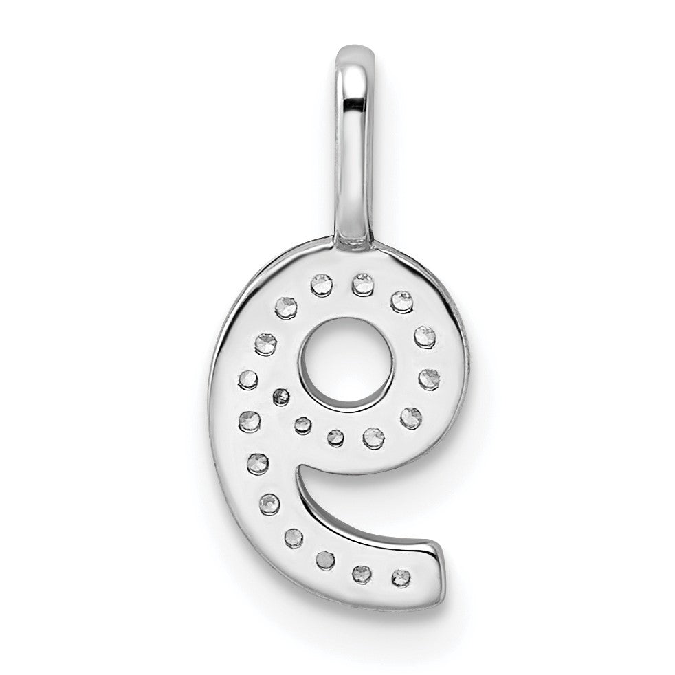 14k White Gold Diamond Number 9 Pendant