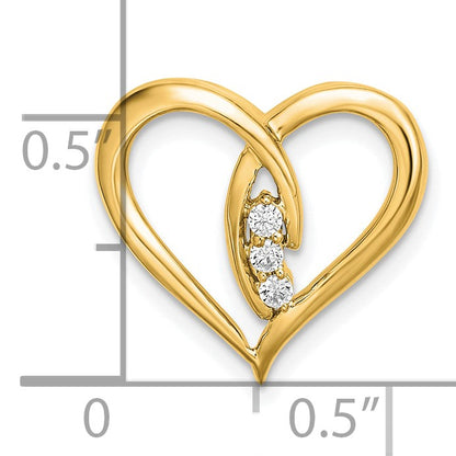 14k Diamond Polished 3-Stone Heart Chain Slide
