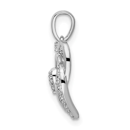 14k White Gold Polished Intertwined Hearts Diamond Pendant