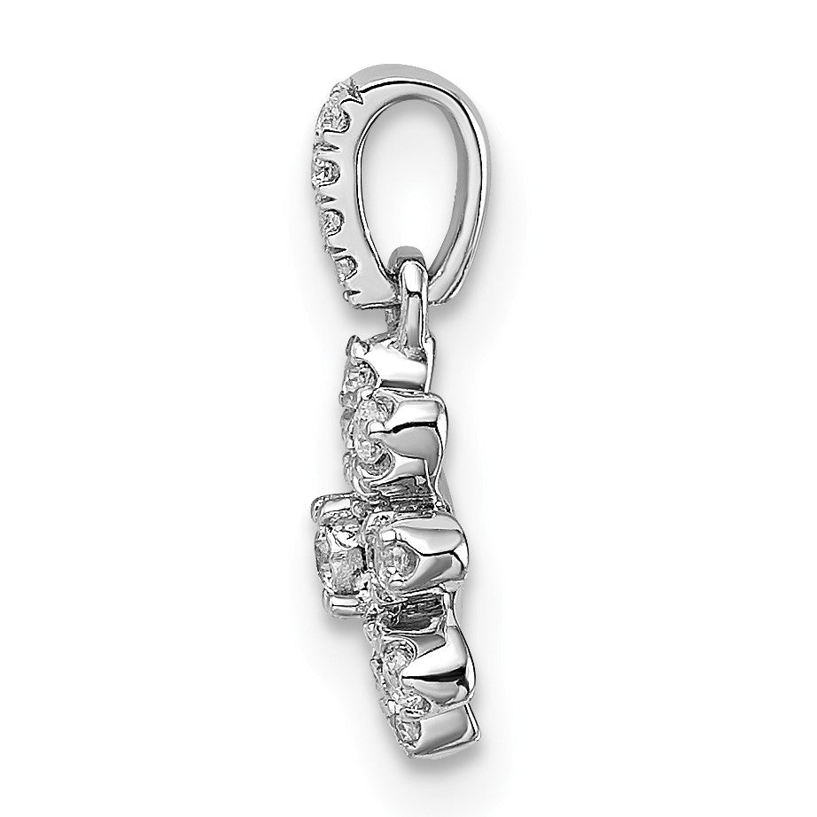 14k White Gold Polished 1/6 carat Diamond Flower Pendant