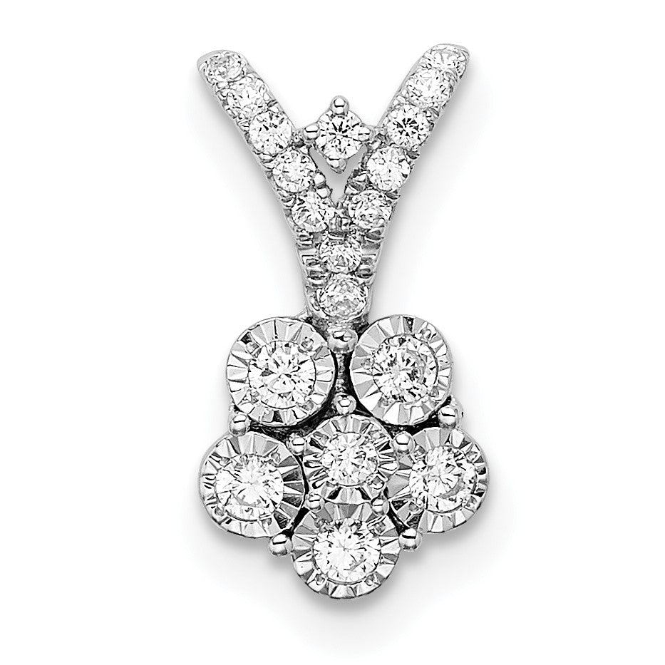 14k White Gold Polished 1/4 carat Diamond Flower Pendant
