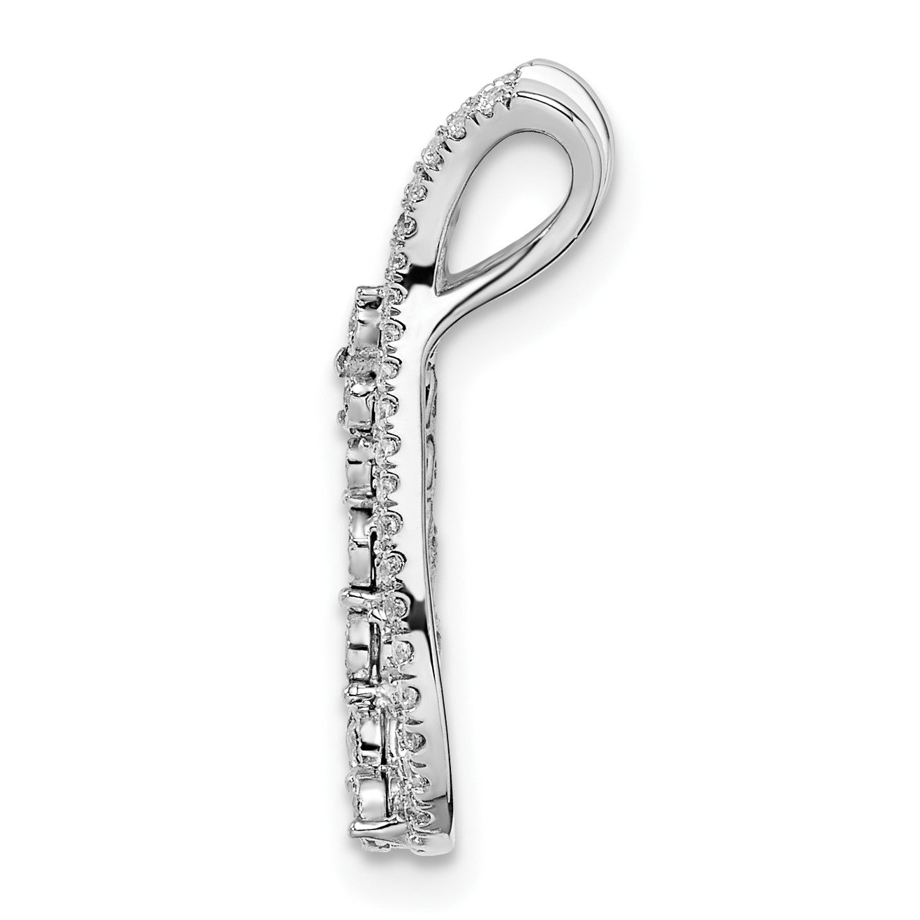 14k White Gold 1/6 carat Diamond Teardrop Chain Slide