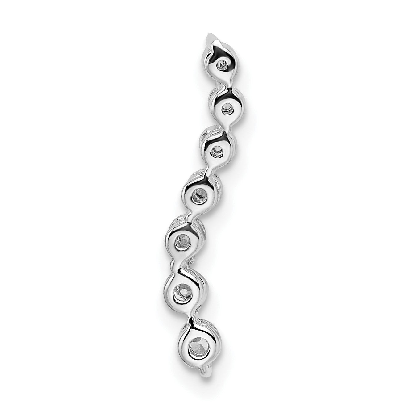 14k White Gold 1/10 carat Graduating Diamond Curved Chain Slide