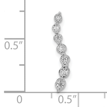 14k White Gold 1/10 carat Graduating Diamond Curved Chain Slide