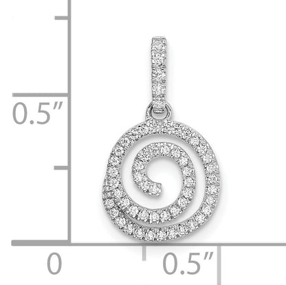 14k White Gold 1/5 carat Diamond Circle Swirl Pendant