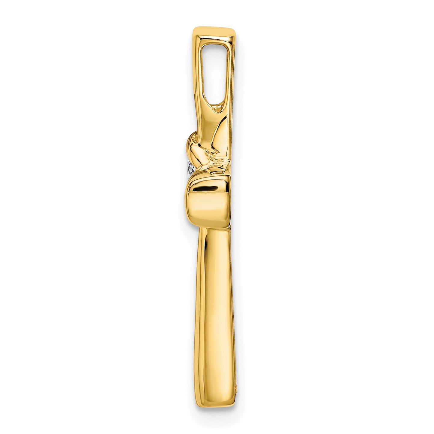 14k Polished 1/10 carat Diamond Cross Chain Slide