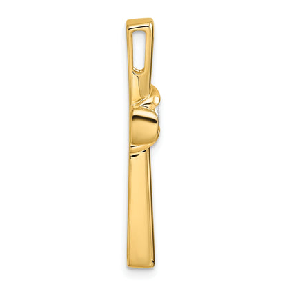 14k Polished 1/6 carat Diamond Cross Chain Slide