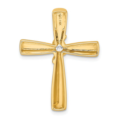 14k Polished 1/6 carat Diamond Cross Chain Slide