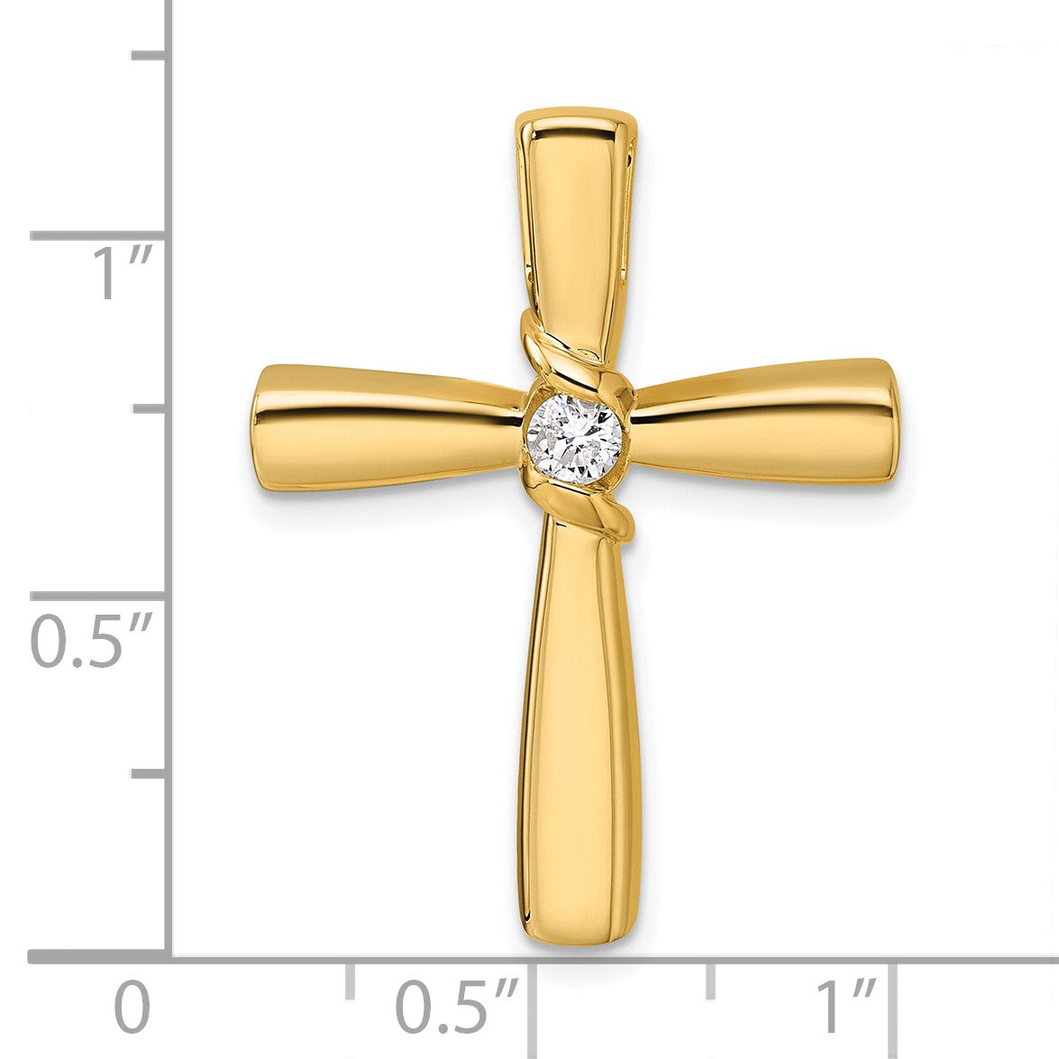 14k Polished 1/6 carat Diamond Cross Chain Slide