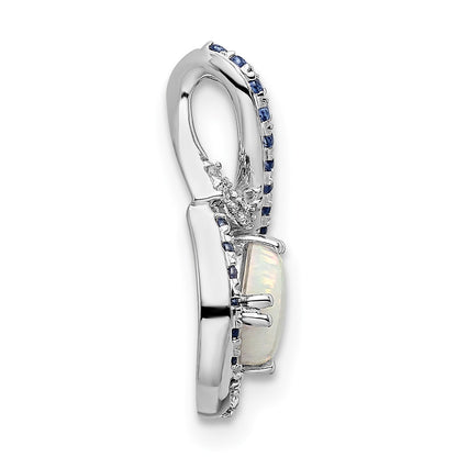 14k White Gold Blue Topaz/Opal/Diamond Chain Slide