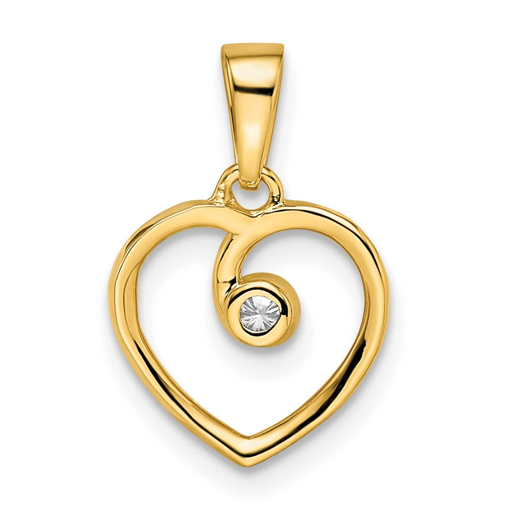 14k Polished Heart Diamond Pendant