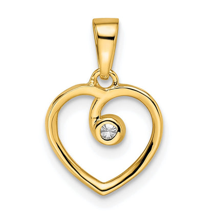 14k Polished Heart Diamond Pendant