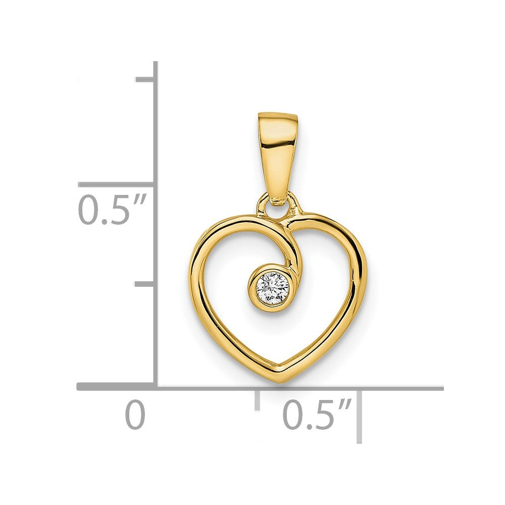 14k Polished Heart Diamond Pendant