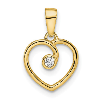 14k Polished Heart Diamond Pendant