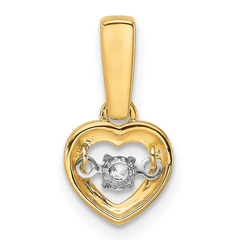 14k 1/10 carat Diamond Heart with Vibrant Moving Center Pendant