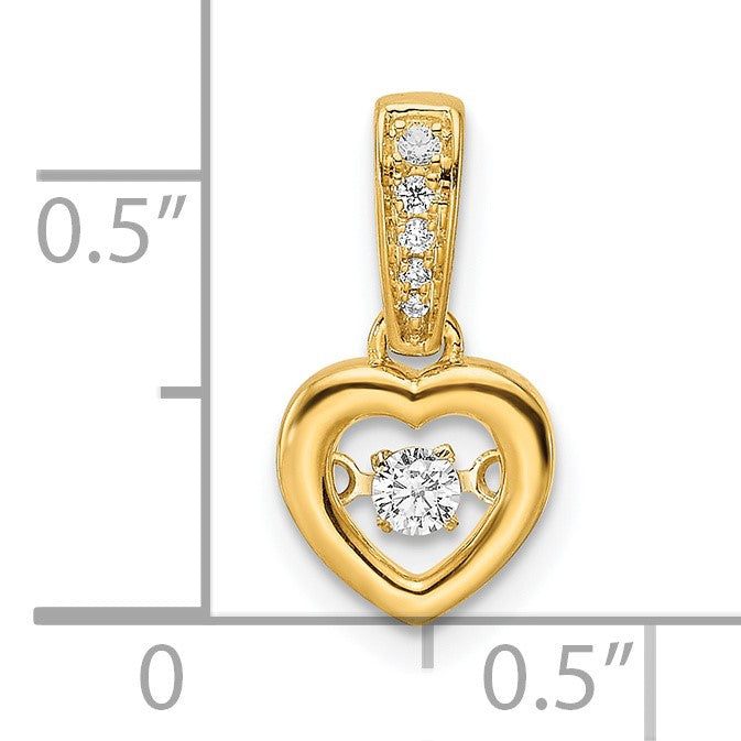 14k 1/10 carat Diamond Heart with Vibrant Moving Center Pendant