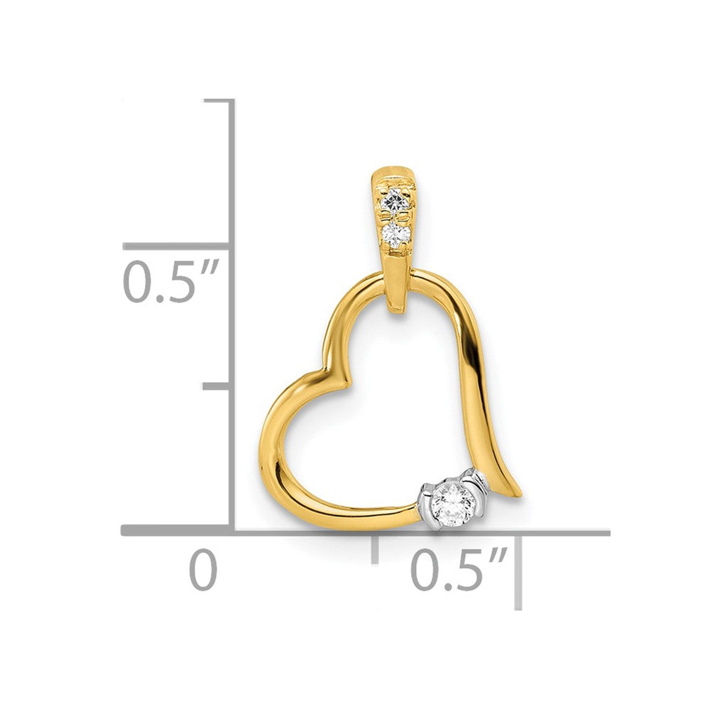 14k Two-tone Polished Heart Diamond Pendant