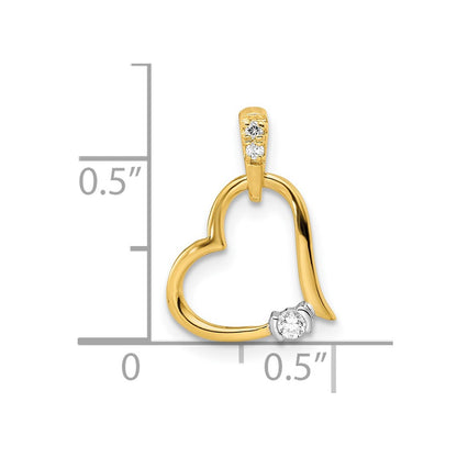 14k Two-tone Polished Heart Diamond Pendant