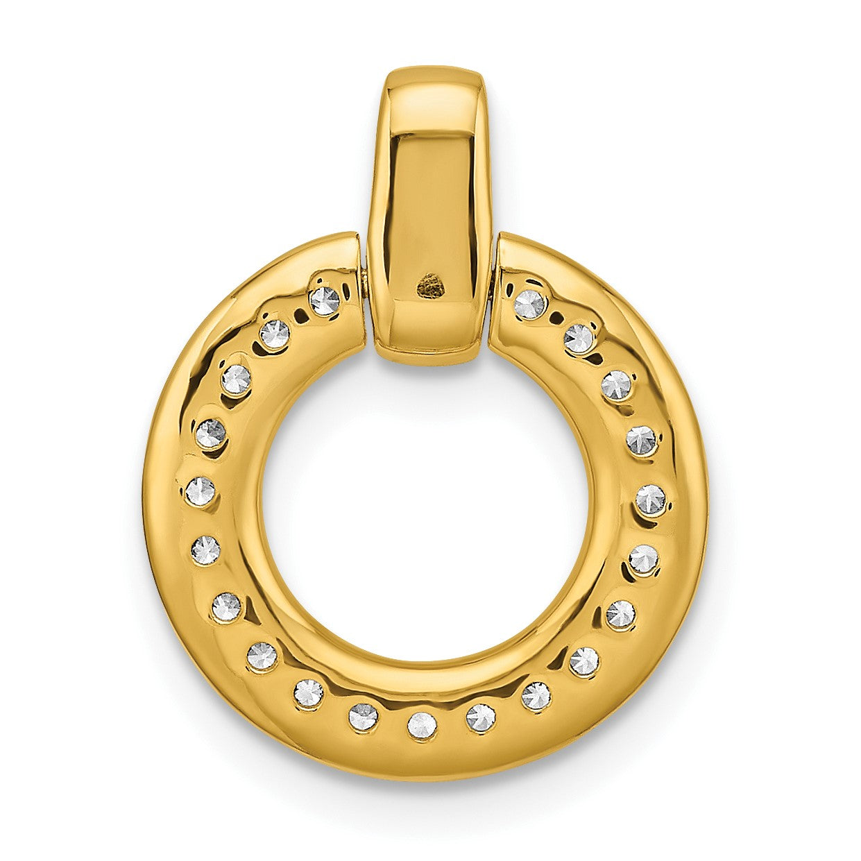 14k Polished 1/4 carat Diamond Circle Chain Slide