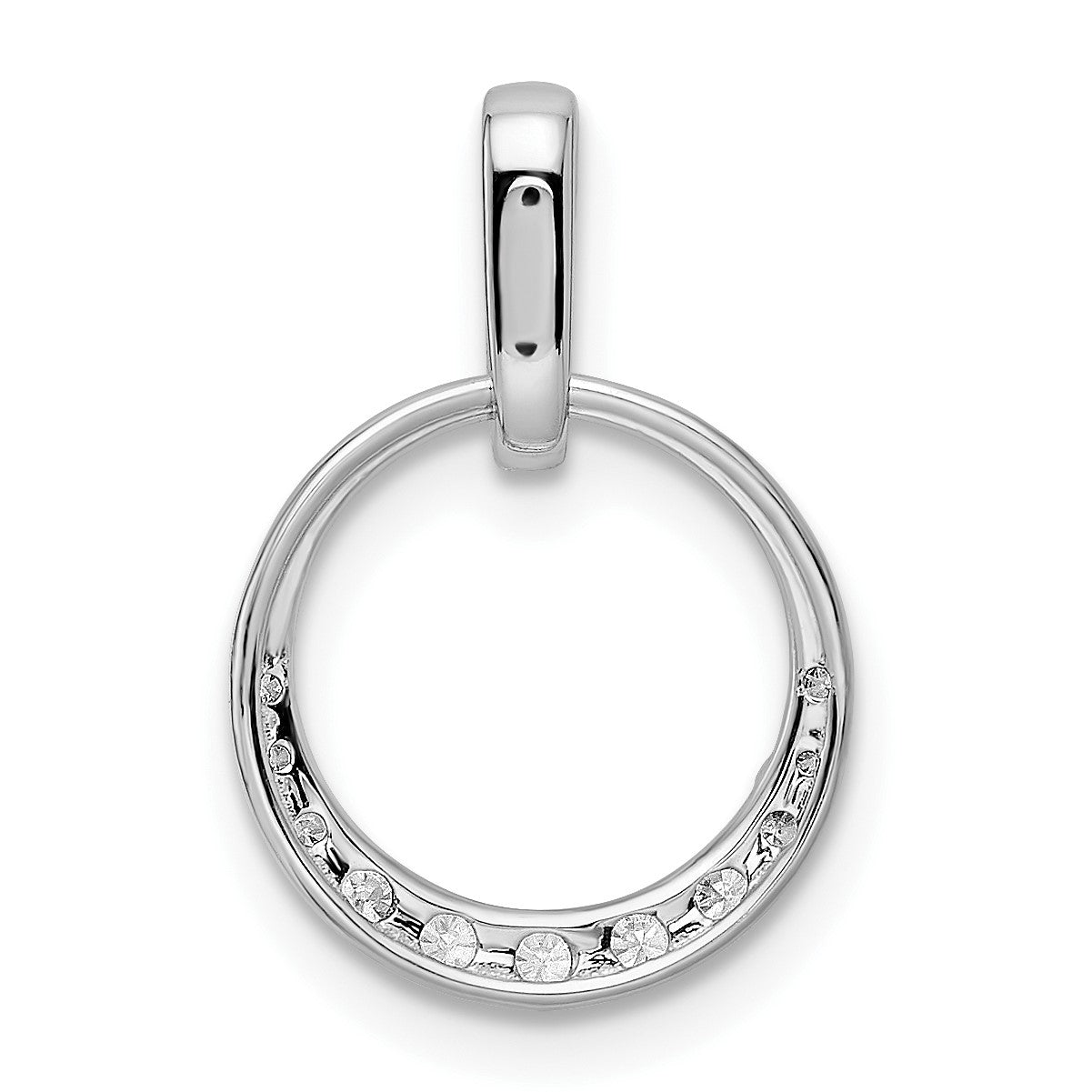 14k White Gold 1/4 carat Diamond Circle Pendant