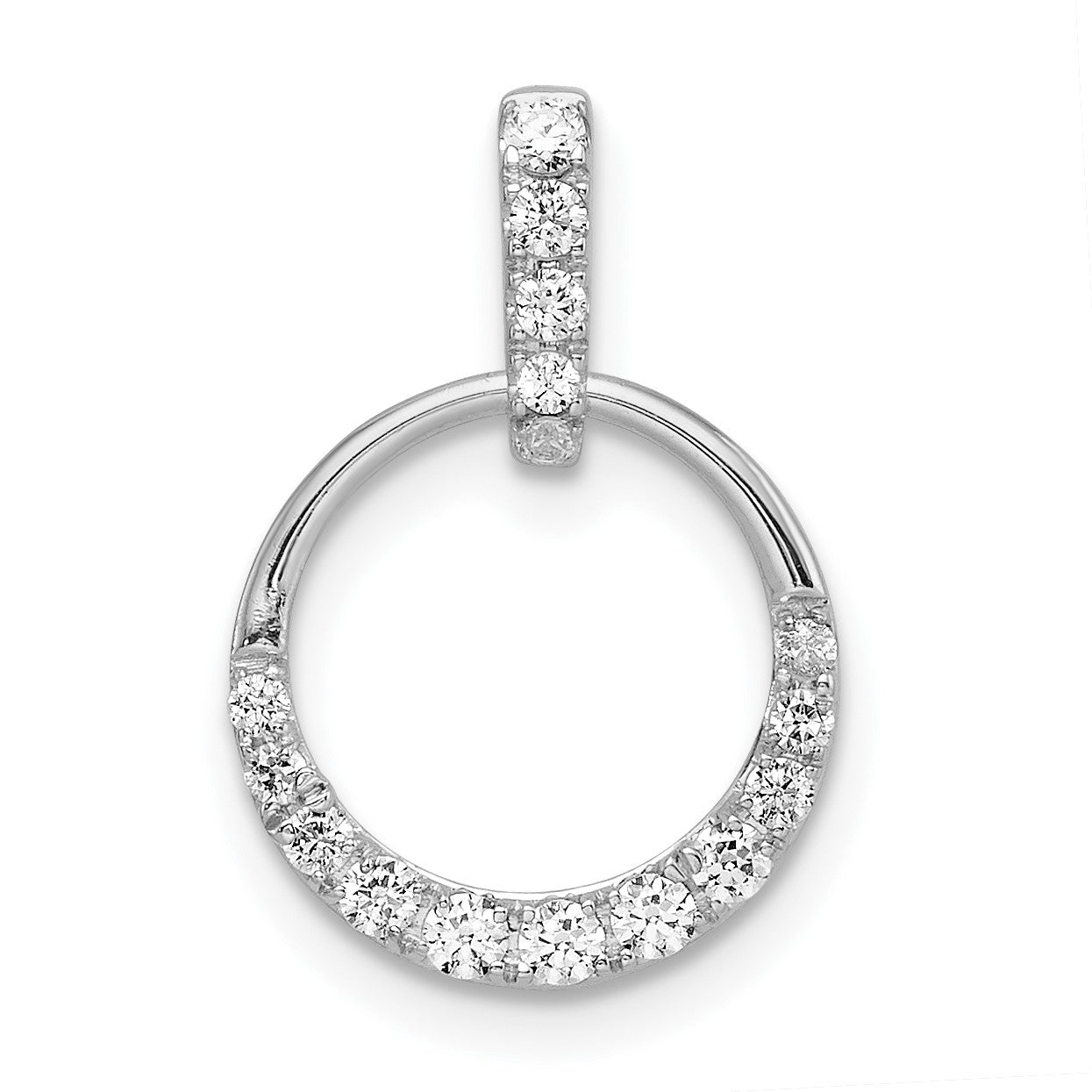 14k White Gold 1/4 carat Diamond Circle Pendant