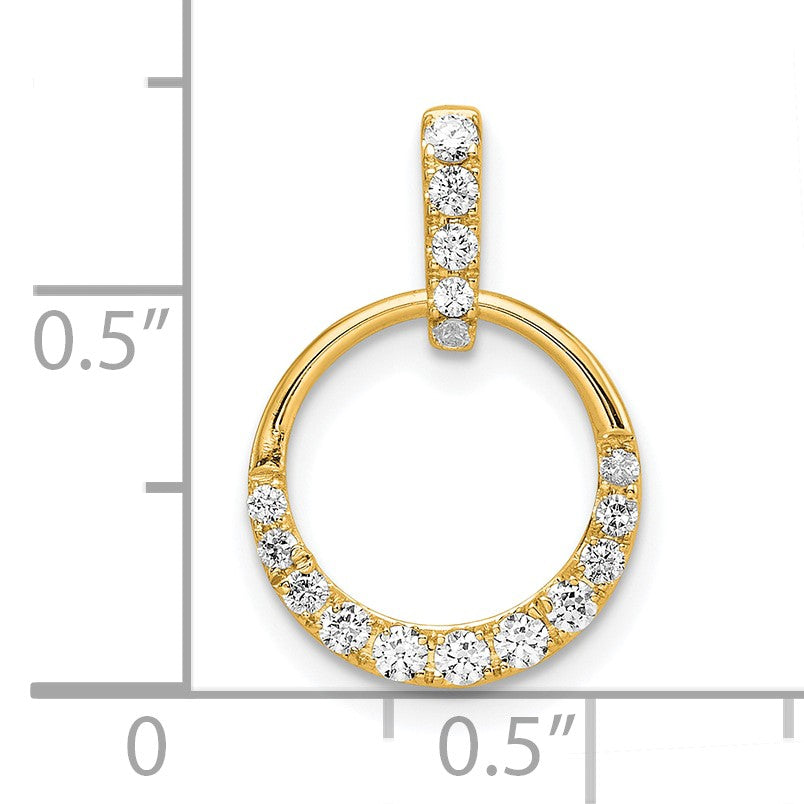 14k Polished 1/4 carat Diamond Circle Pendant