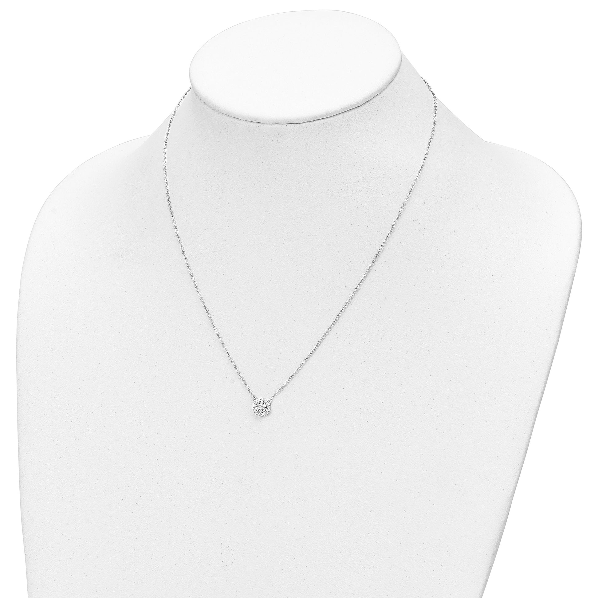 14k White Gold 1/5 carat Diamond Halo Cluster 18 inch Necklace
